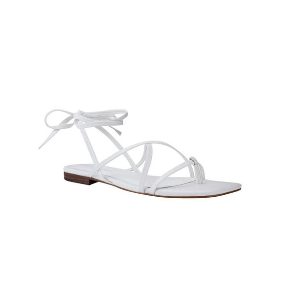 MARC FISHER Womens White Strappy Latent Square Toe Lace-Up Thong Sandals 6 M - Picture 1 of 4